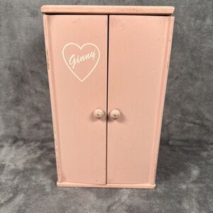 Vintage Vogue Ginny 10" pink wooden doll wardrobe For Repair